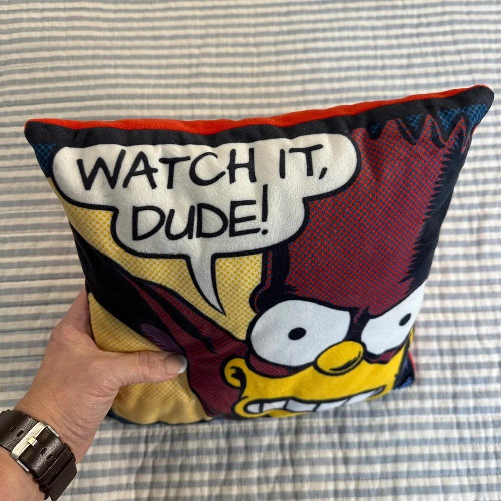 The‎ Simpsons Radioactive Man Throw Pillow Matt Groening Comic Art 11x11 Red
